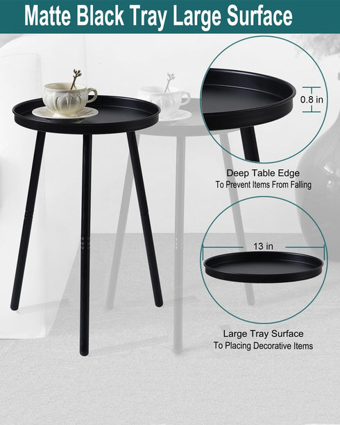 3 AOJEZOR Side Table: End Table for Any Room - Small Side Tables for Small Spaces All Matte Black with Legged