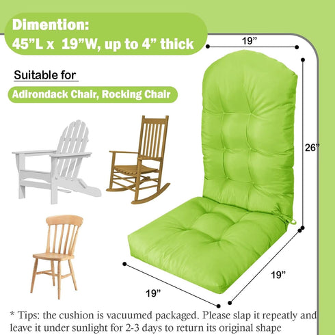 MQK Adirondack Chair Cushion, Waterproof Outdoor Seat Cushions for Patio Furniture, Thick High Back Replacement Pad