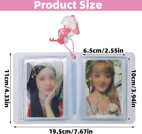 KIGOTWIN 3 Inch Album Album, 40 Photocard Mini Photo Love Heart Hollow Photocard Id Holder Pockets With Pendant (Light
