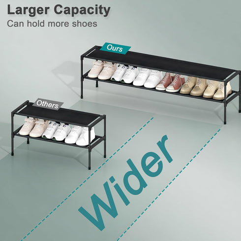 2 Closet, 18-21 48.5"x12.1"x17.8" HITHIM Tier Long Shoe Rack for Screw Fastened Plastic Connector Shoe Storage