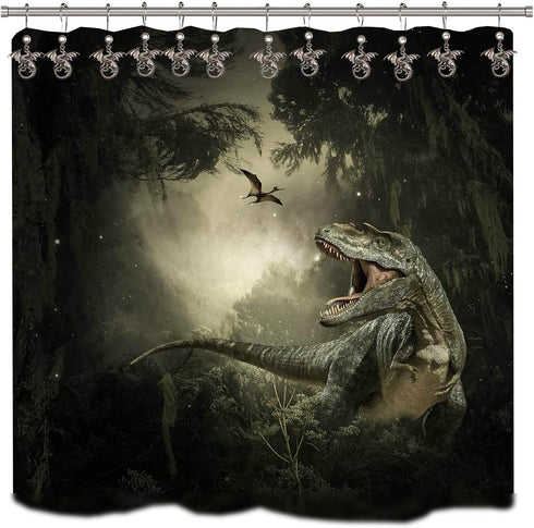 Molika Dragon Shower Curtain Hooks - 12pcs Silver Stainless Steel Rings for Kids Bathroom Decor