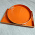 13" Spsyrine Round Orange Decorative Tray, Plastic Serving Table Tray with Handles for Breakfast, Coffee Table