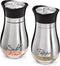 Stainless Steel Salt and Pepper Shaker Set with Glass Bottom, Perforated "S"