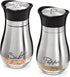 Stainless Steel Salt and Pepper Shaker Set with Glass Bottom, Perforated "S"