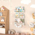 15.7 Inch Set 3, Floating Nursery Book Shelves for Wall, Nature Solid Wood Wall Mounted Bookshelf of Hanging