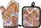 JEOCODY Boho Hippie Daisy Heat Resistant Pot Holders, Thickening Non-Slip Oven Mitts Kitchen Accessories