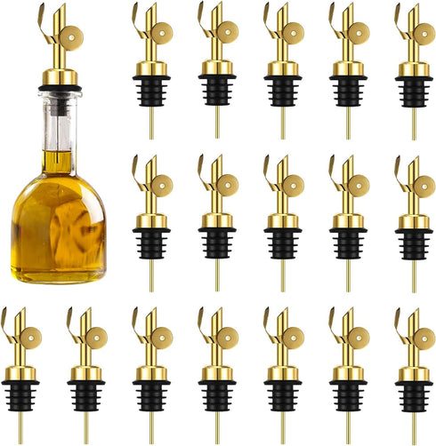 Blulu 24pc Olive Oil Spout Stainless Steel Weighted Bulk Self-Closing Bottle Pourers