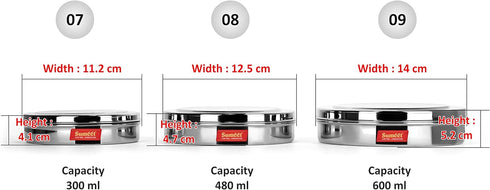 Sumeet Stainless Steel Chocolate Flat Slim Canisters - Puri Dabba/Storage Containers Set of 3Pcs Medium Set