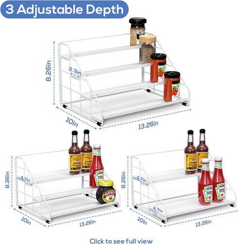 4 (White-1Pcs) Spice Rack Organizer for Cabinet, Tiered Spice Rack Organizer, Tiered Adjustable Spice Shelf for Kitchen
