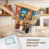 Stackable Storage Bin Sets for Pantry, Front Open & Enclosed, Clear Plastic Baskets with Lid & Handle (2+2)