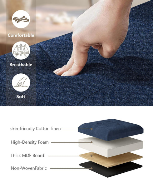 300 lbs 15 Inches) OS MOTOR Folding Storage Ottoman Bench, Multi-Functional Ottoman Footrest, End of Bed Bench, Storage