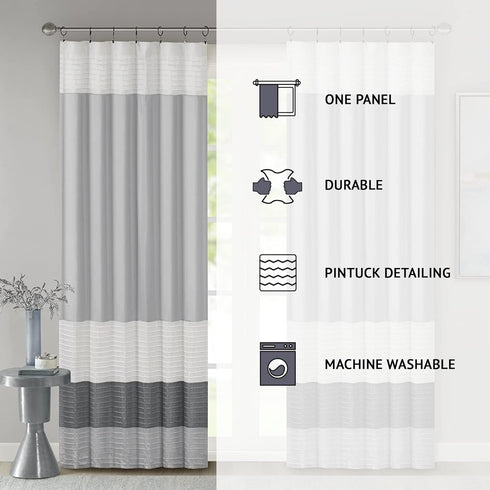 Madison Park Window Curtain Single Panel, Faux Silk, Room Darkening for Living Room and Bedroom, 84"L x 50"W, Grey