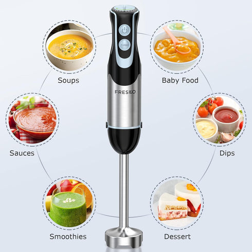 FRESKO 500W Immersion Handheld Blender with 700ml Beaker, 12-Speed & Turbo Mode for Soup, Smoothie
