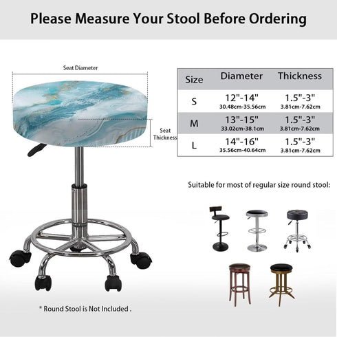 gearider 2 Bar Stool Covers Round Blue Texture Marble Patio Chair Cushion Bar Stool Seat Replacement Soft and Cushioned