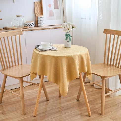 36x36 Inch 22" Square Tablecloth Small Table Cloths Up to Tables Leaves Pattern Scalloped Edge Waterproof Jacquard