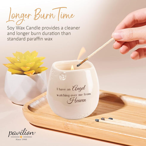 Pavilion Light Your Way Memorial Ceramic Vessel, 100% Soy Wax Candle, 8 oz, White
