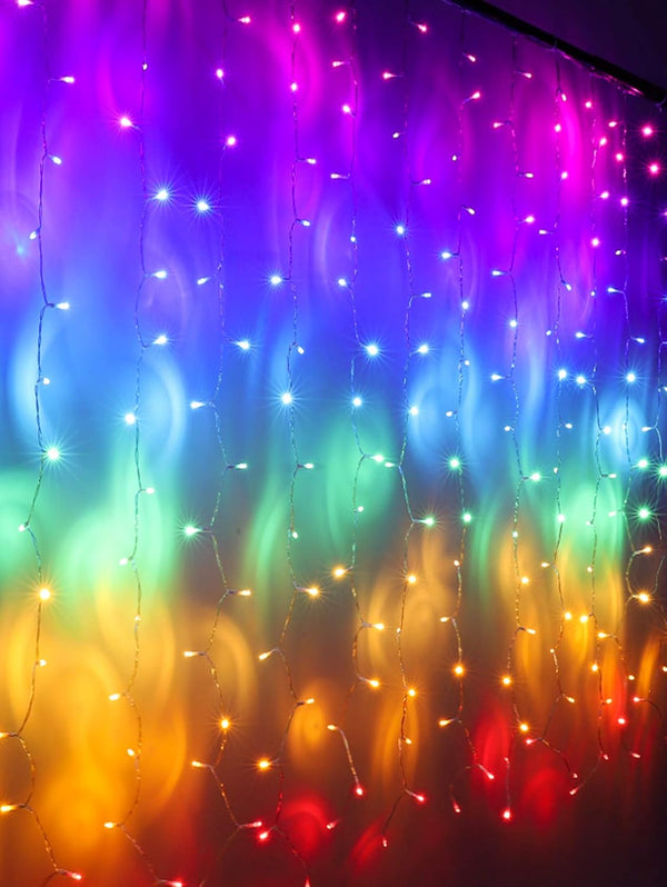 CoziTech Rainbow Fairy String Curtain Lights with Touch Dimmer Switch, Hanging LED Icicle
