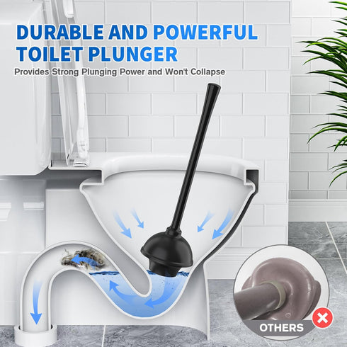 LOVLOY Brush,2 Pack Set 2-in-1 5.3-inch Toilet Plunger and Bowl Brush and Heavy Duty Toilet Plunger with Ventilated