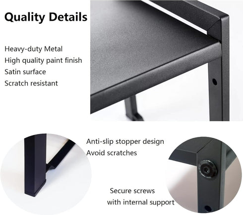 Small Expandable Shelf Organizer 16~26" Stackable Kitchen Counter Shelf Rack 20LBS Sink Shelf Riser Countertop Storage Narrow Space Black