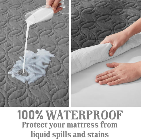 BEDLORE Waterproof Mattress Protector - Queen Size Noiseless Mattress Pad with Deep Pocket 6"-18", Washable Cover