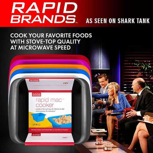 Rapid Mac Cooker | Microwave Macaroni & Cheese in 5 Minutes | Dishwasher-Safe, BPA-Free (Blue & Orange, 2-Pack)
