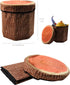 CHEFAN Fruit Storage Stool Ottoman,Tree Stump Stool, Cute Folding Storage Toy Box, Collapsible Seat Chest, Wood Stump