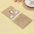 Alnicov Natural Burlap Lace Utensil Cutlery Holders Pouch, Jute Napkin Holders for Vintage Wedding Party Tableware
