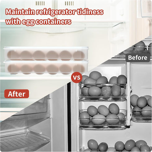Newness Deviled Egg Containers with Lid, Set of 2 Plastic Egg Platter for 48 Devil Eggs, Clear Storage Carrier