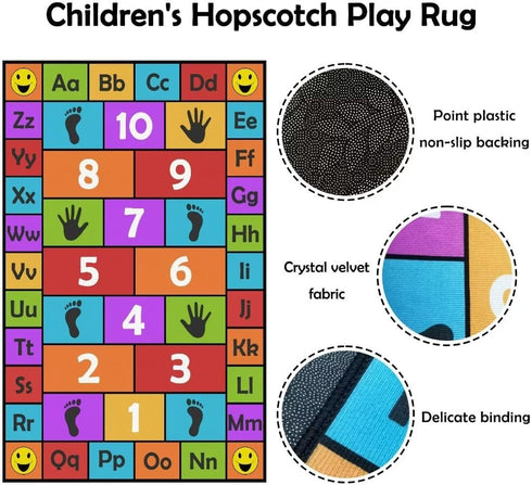 VICIKOIA 31x47 Kid Hopscotch Play Rug, ABC Alphabet Number Educational Carpet, Playroom Classroom Mat Non-Slip Washable