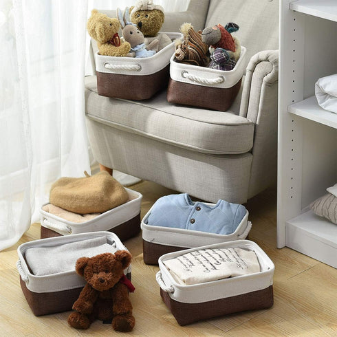Small Storage Baskets for Shelves, Fabric Storage Baskets for Closet, Rectangular Collapsible Organizing Baskets