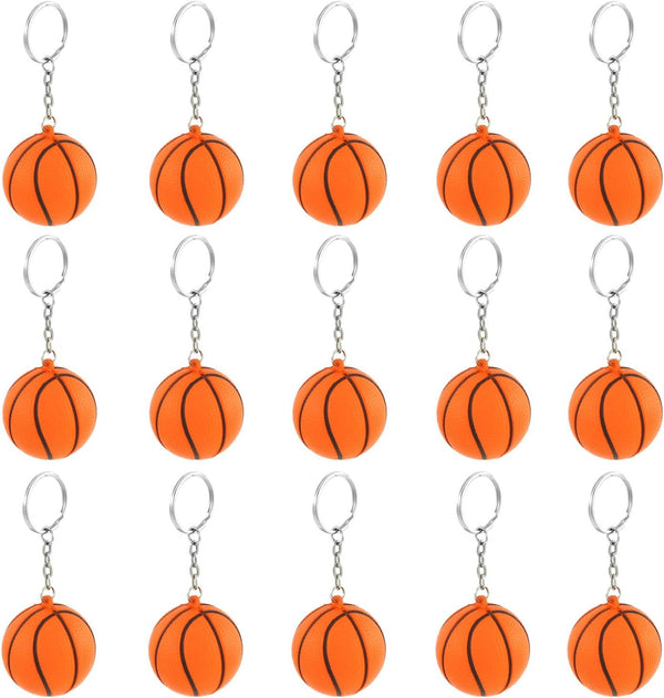iMagitek 15 Pack Orange Basketball Keychains - Kids Party Favors, School Carnival Prizes, Gift Fillers