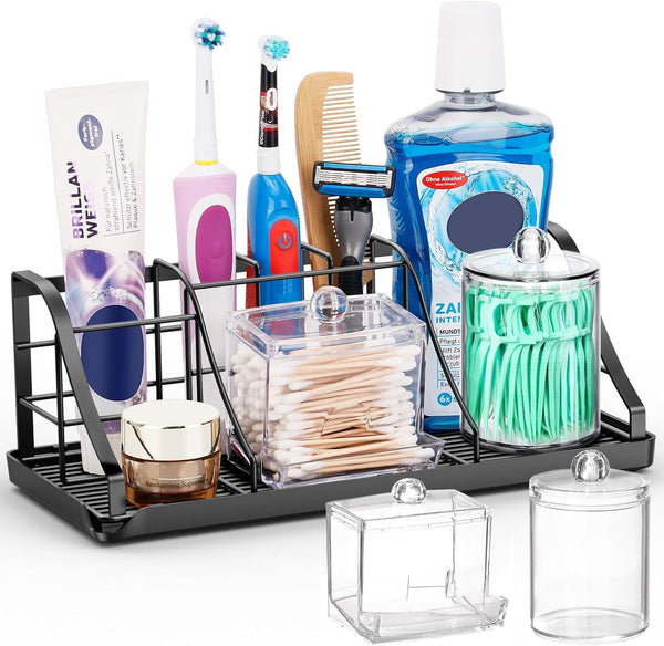 Toothbrush Holders Set with 2 Pack Qtip Holder Dispenser, Kids Electric Toothbrush