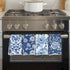 Blue Leaves 4 Pcs Artistic Floral Kitchen Towels, Traditional Art Decorative Absorbent Microfiber Dish Cloth Tea Towel