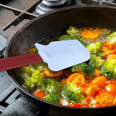Silicone Rubber Spatula Set (3 Scrapers, 10"/14"/17") - High Heat Resistant Commercial Grade Butter Scraper Pack