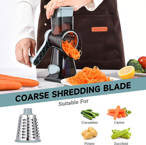 3 Rotary Cheese Grater with Handle Kitchen Shredder Slicer Grater Slicer Ice Shaver Cheese Vegetable Nuts Potato