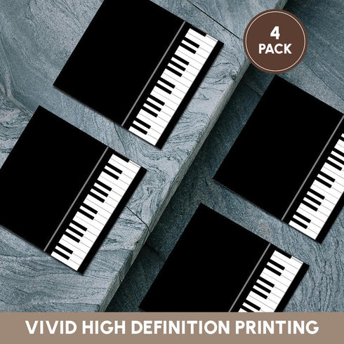 3dRose Black Piano Edge - Baby Grand Keyboard Music Design for Pianist Gifts - Ceramic Tile Coasters, Set of 4
