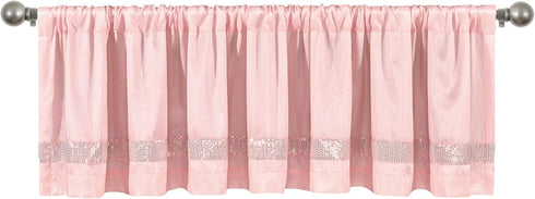 Lush Decor Night Sky Sequins Valance, Single, 84" W x 18" L, Blush & Silver - Extra Wide Kitchen Curtain