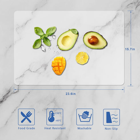 Translucent 2 Pack Silicone Mats for Kitchen Counter, 23.6" by 15.7" Multipurpose Mat, Counter Table Protector, Desk Saver Pad, Placemat Nonstick Nonskid Heat-Resistant Pad by PUSCRIENO