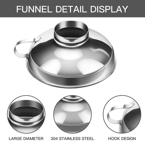 2 PCS Canning Funnel for Wide and Regular Jars, Stainless Steel Funnels for Kitchen Use, Metal Set