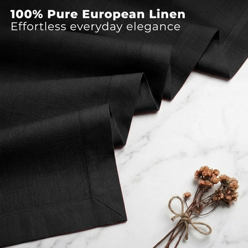 48 Inches, 100% 14 48 Inch Summer Classic Linen by D'Moksha Black Table Runner Pure Linen, Coffee Table Runner, x