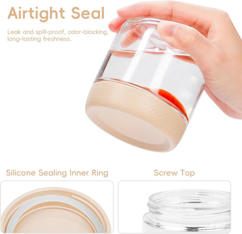 6-Pack 10 oz Gemice Overnight Oats Containers with Lids and Silicone Sleeves, Glass Mason Jars with Airtight Lid