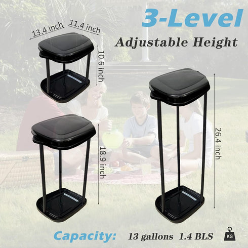 UUFCTY Collapsible Trash Bag Holder Portable Garbage Bin Holder Stand for Kitchen Outside High Capacity Plastic Outdoor