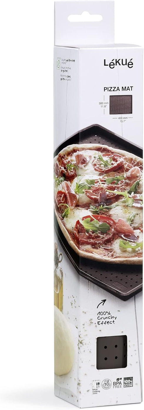 Lekue Micro Perforated Silicone Baking Pizza Mat, 15.7" x 0.59" x 11.8", Brown