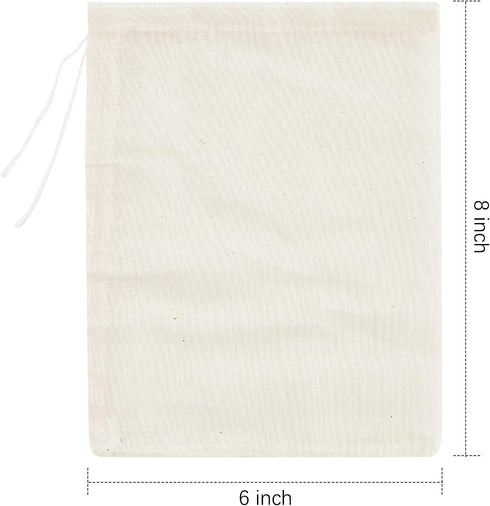 24 Pack (6 8 inch) TUZAZO Reusable Spice Bags for Cooking, Cheesecloth Bags for Straining, Drawstring Cotton Tea Bags