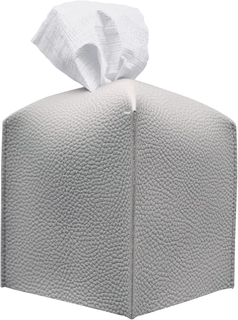 Carrotez Modern PU Leather Square Tissue Box Cover - Decorative Organizer for Bathroom Vanity, Night Stands, Office