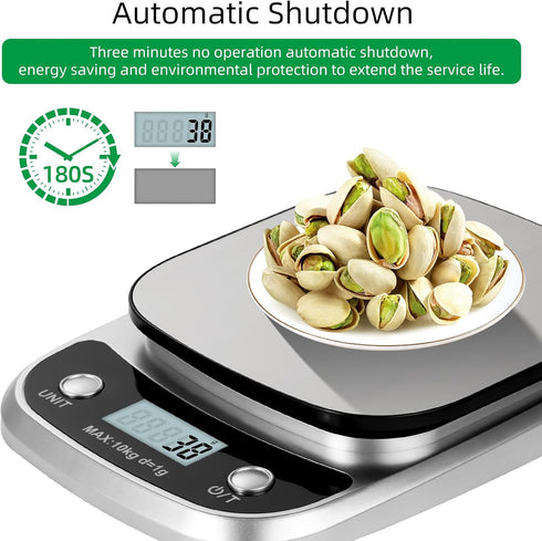 Digital Food Scale, 22 lbs/10kg Multifunction Kitchen Scale with Large Back-lit LCD Display