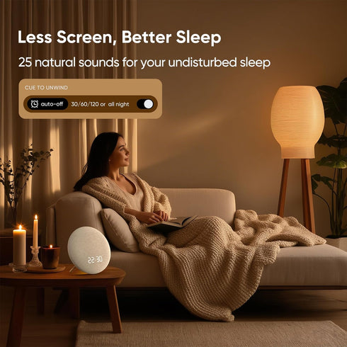 HOUSBAY Alarm Clock Sound Machine with Bluetooth Speaker - Room-Filling Sound, White Noise for Sleeping & Adult, Gentle