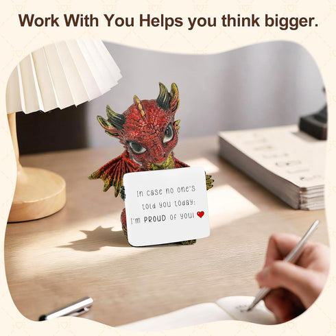 Aura Mojo Dragon Figurine - Fantasy Decor Statue with Customizable Sticker, Emotional Support Gift for Bookshelf & Desk