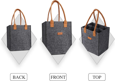 LIFEBEAUTY Grey 6 Bottle Insulated Thermal Padded Wine Tote Bag for Travel, Picnic, Great Gift