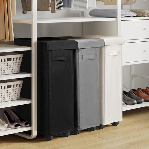 45L Chrislley Slim Laundry Hamper with Wheels, Narrow Rolling Laundry Basket with Lid, Foldable Dirty Clothes Hamper